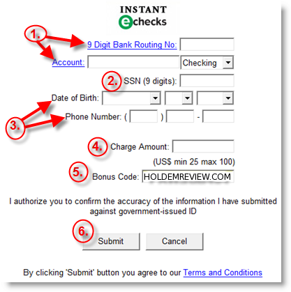 accepting by casino check deposit instant online