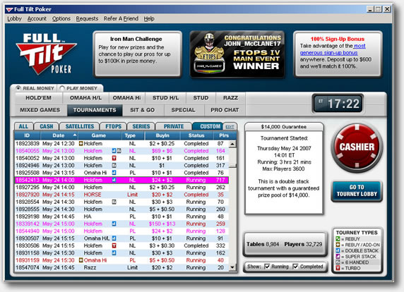 Full Tilt Poker Lobby